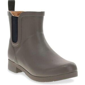 Chooka Women’s Olive Rounded Toe Plush Lined Slip-On Rain Chelsea Ankle Boots